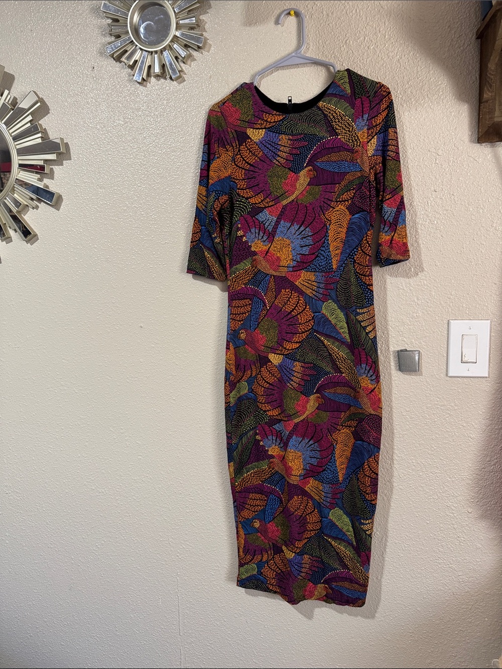 Farm Rio Multicolor Leaf & Bird Midi Dress